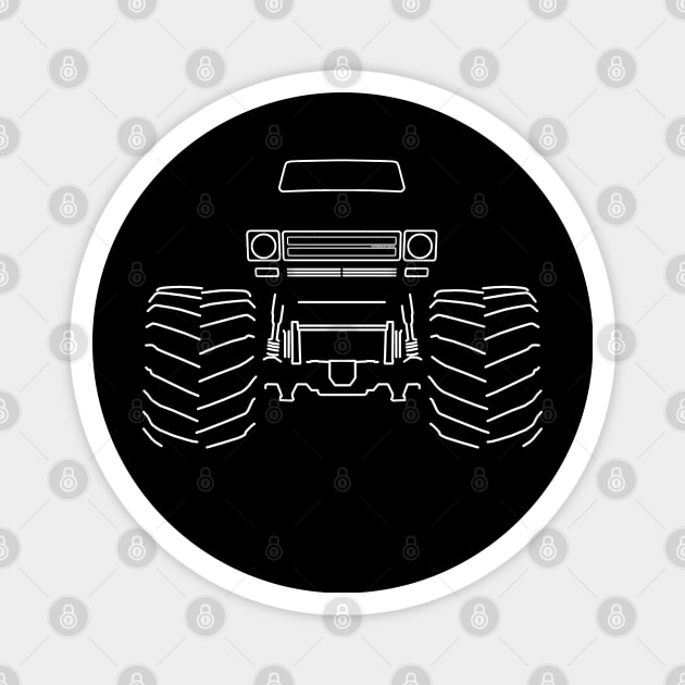 Monster truck IH Scout white outline graphic Magnet by soitwouldseem